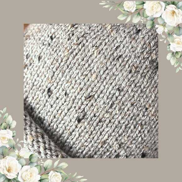 Hand Knit Slouch Hat: Gray Marble Acrylic Blend, Adult/Teen - Picture 6 of 6